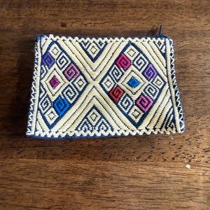 Small Embroidered multicolor Pattern zipper pouch